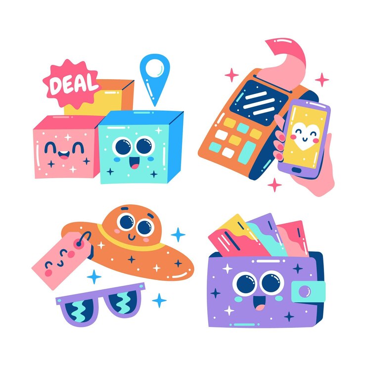 Vector gratuito paquete de artículos de compras ostentosos