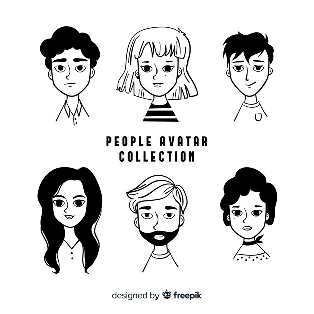 Paquete de avatar de personas dibujadas a mano