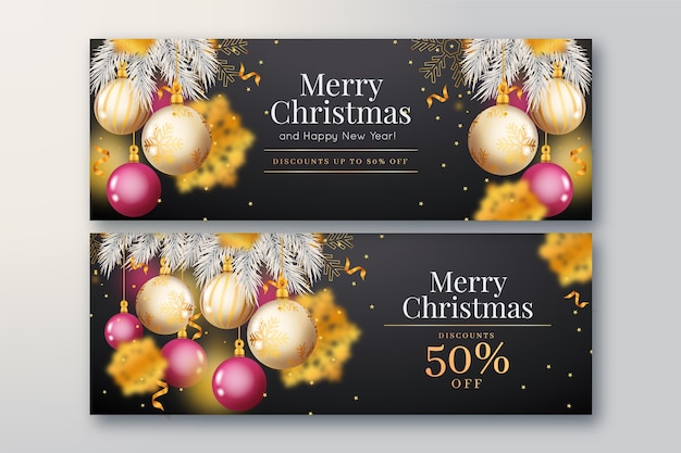 Paquete de banner de rebajas de navidad