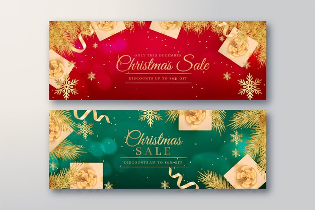 Paquete de banner de rebajas de navidad