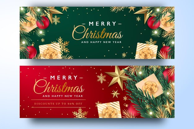 Paquete de banner de rebajas de navidad
