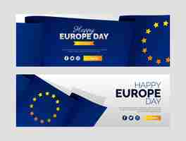 Vector gratuito paquete de banners horizontales degradados del día de europa