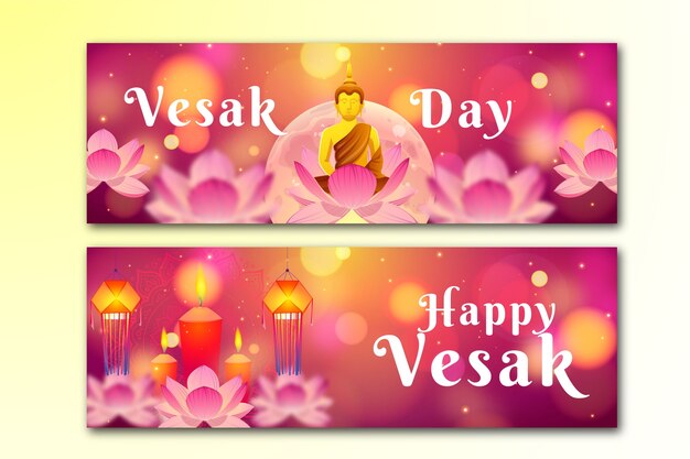 Paquete de banners horizontales vesak degradados