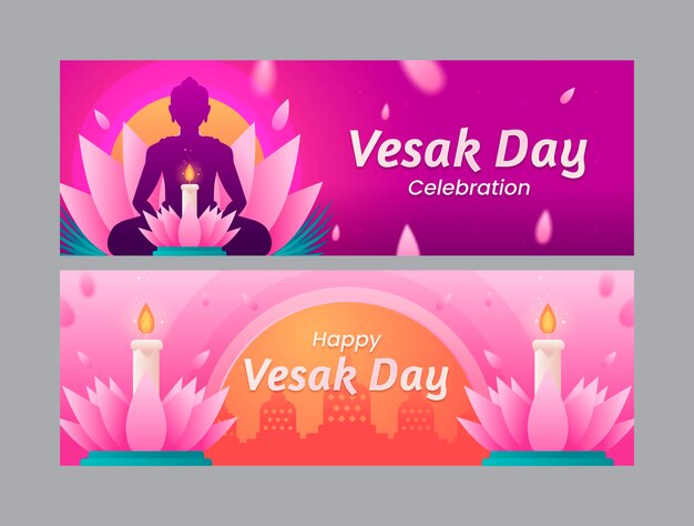 Paquete de banners horizontales vesak degradados