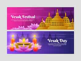 Vector gratuito paquete de banners horizontales vesak degradados