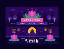 Vector gratuito paquete de banners horizontales vesak planos