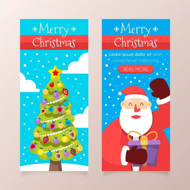 Paquete de banners de navidad de diseño plano
