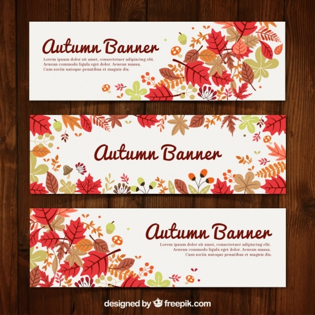 Vector gratuito paquete de banners de otoño floridos