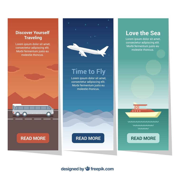 Vector gratuito paquete de banners de viaje