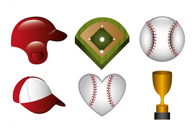 Paquete de béisbol e íconos