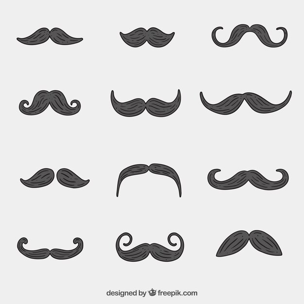 Paquete de bigotes dibujados a mano