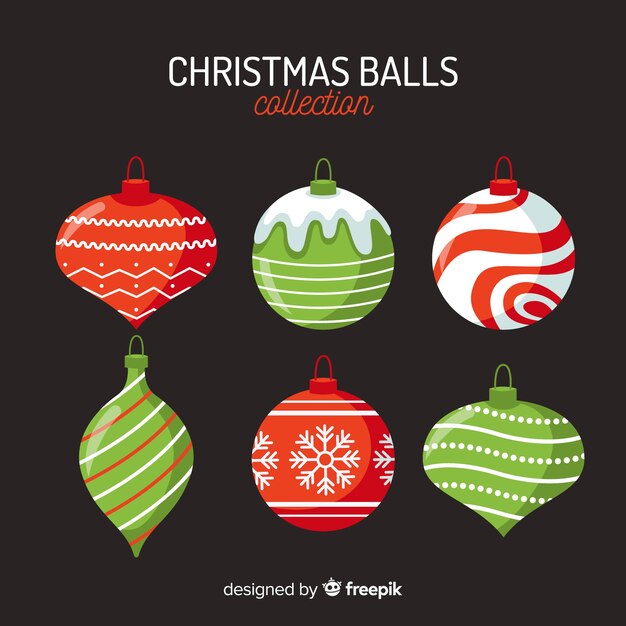 Paquete de bolas de navidad de diseño plano