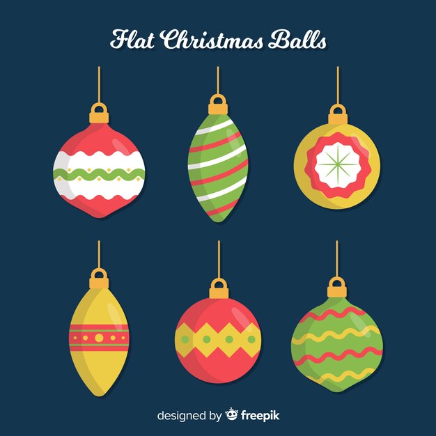 Paquete de bolas de navidad de diseño plano