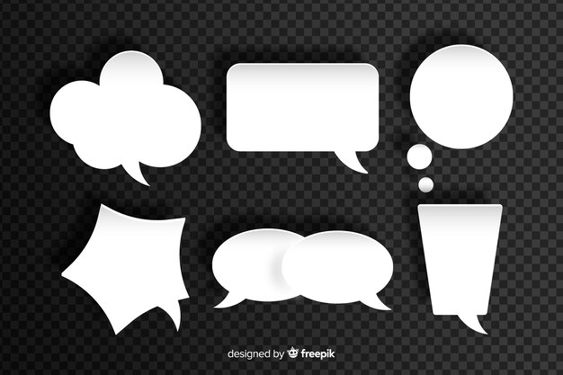 Paquete de burbujas de discurso diferentes de diseño plano en papel