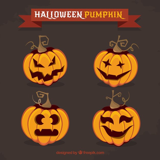 Vector gratuito paquete de calabazas de halloween