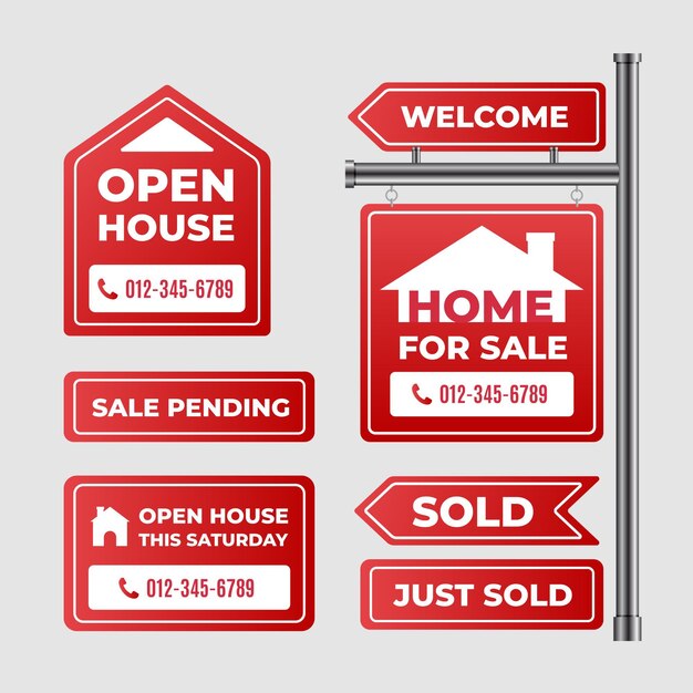 Paquete de carteles de venta inmobiliaria