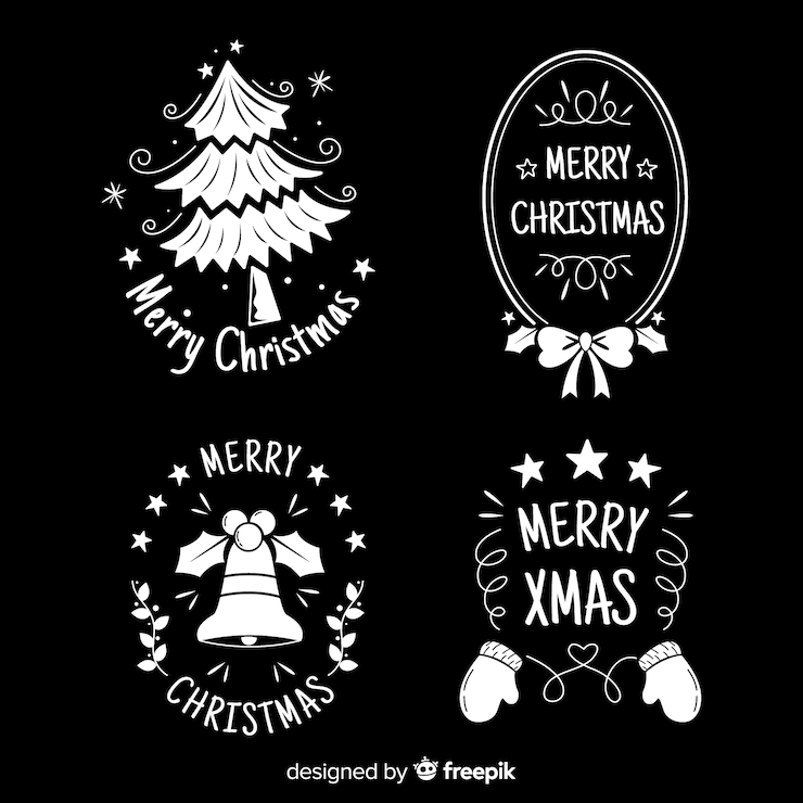 Vector gratuito paquete chapas navidad pizarra