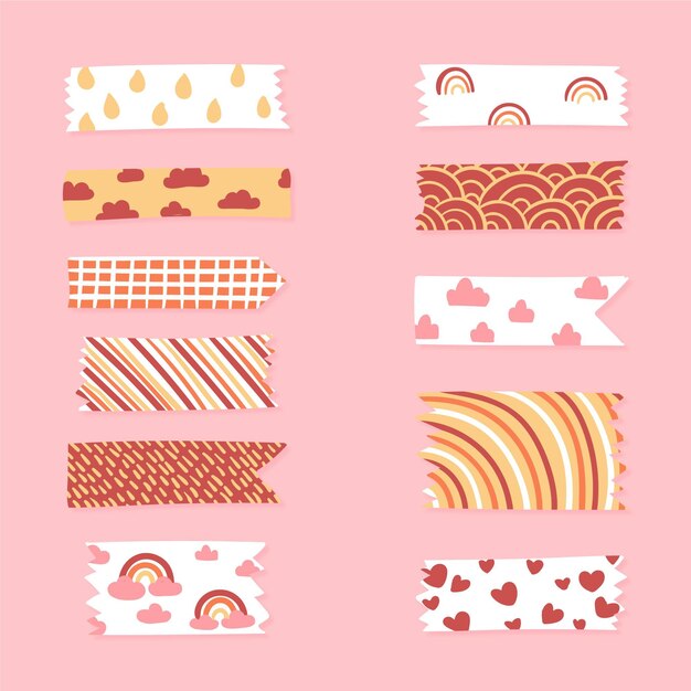 Paquete de cinta washi dibujada