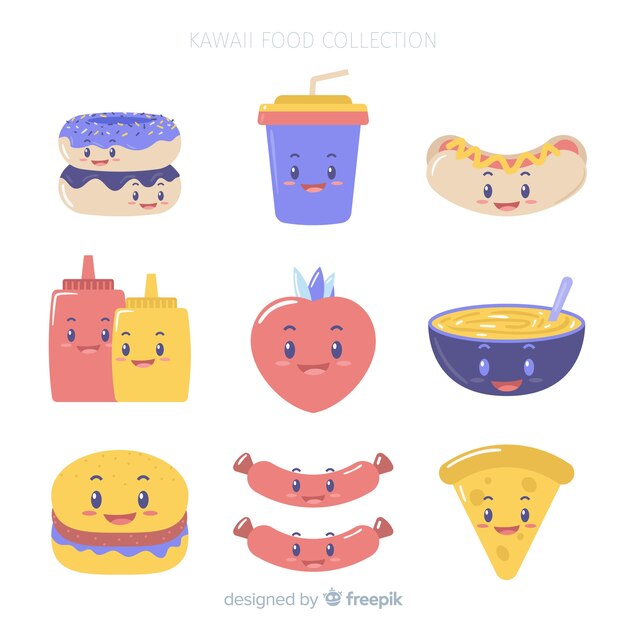 El paquete de comida sonriente de Kawaii