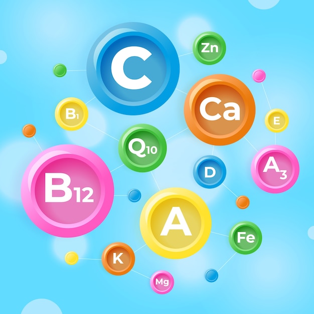 Vector gratuito paquete de complejo vitamínico realista