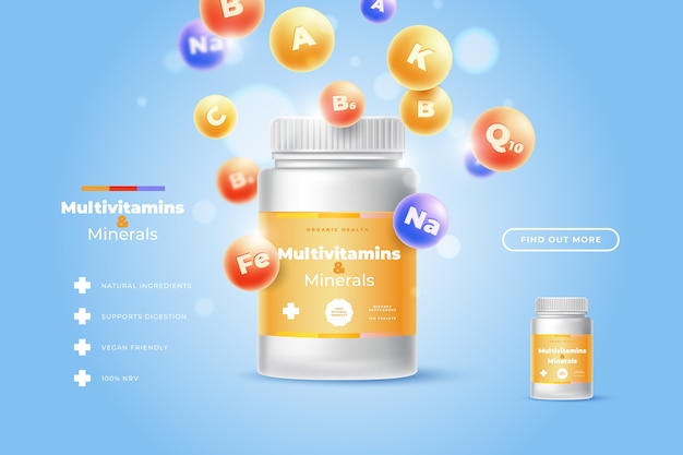 Paquete de complejo vitamínico realista