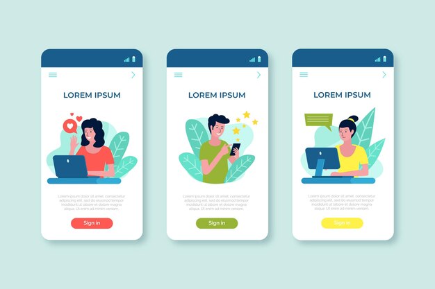 Paquete de conceptos de aplicaciones diferentes