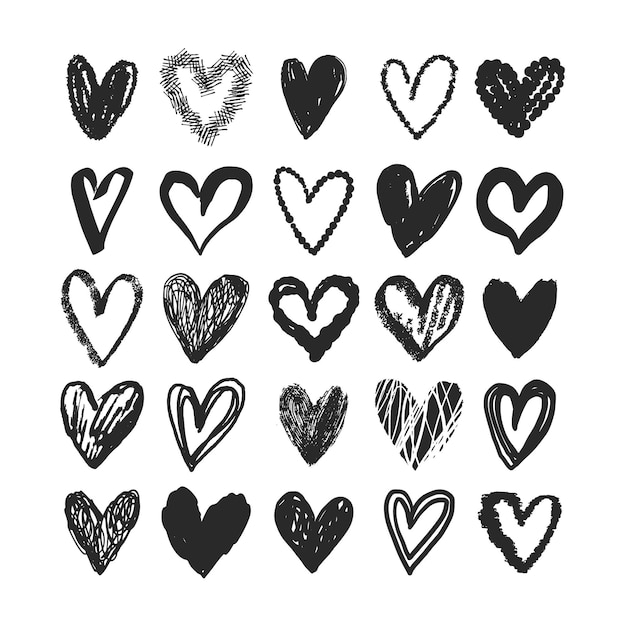 Paquete de corazones dibujados a mano