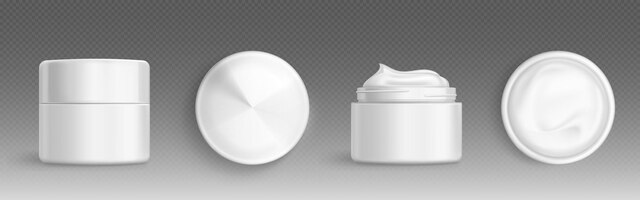 Vector gratuito paquete de cosméticos de tarro de crema para el cuidado de la cara o la piel