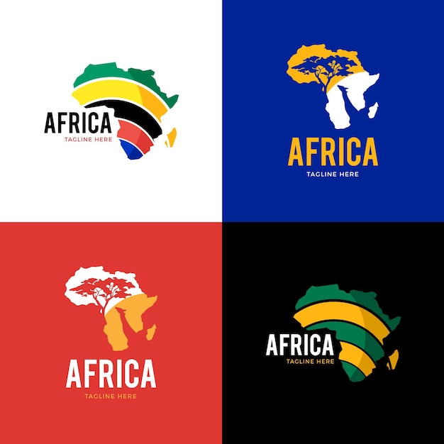 Vector gratuito paquete creativo de logotipos de mapas de áfrica