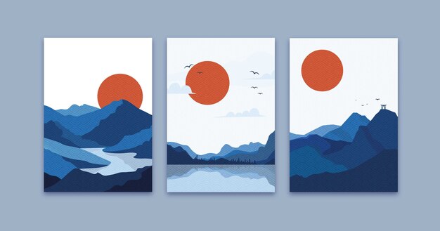 Paquete de cubiertas japonesas coloridas mínimas