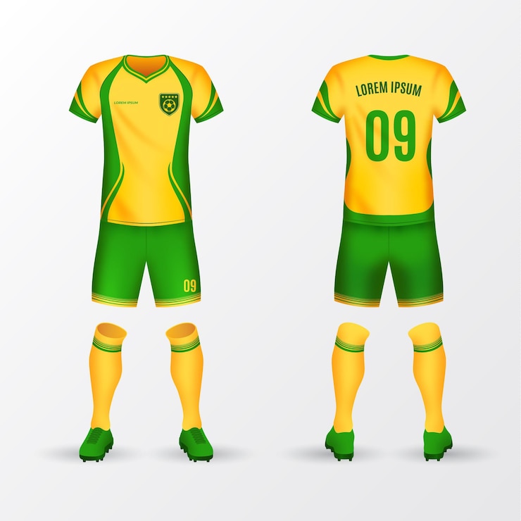 Vector gratuito el paquete delantero y trasero del uniforme de fútbol