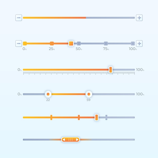 Vector gratuito paquete de deslizadores de colores degradados