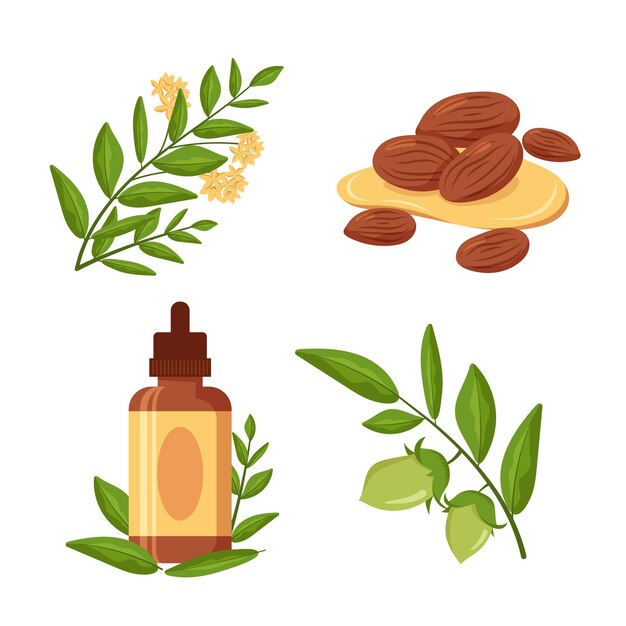 Paquete detallado de elementos de jojoba