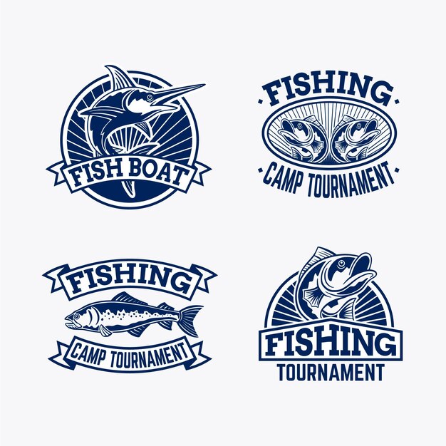 Paquete detallado de insignias de pesca de la época