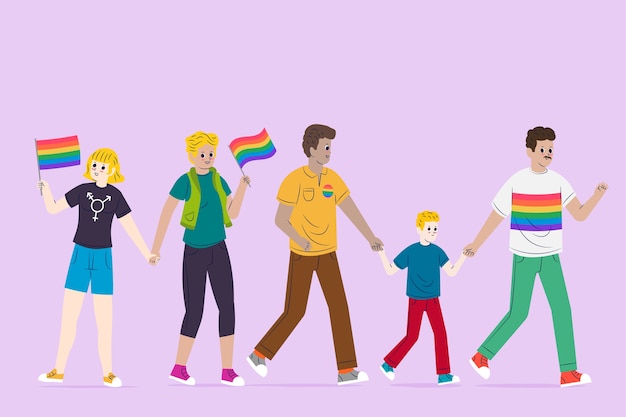 Vector gratuito paquete de día de orgullo para parejas y familias