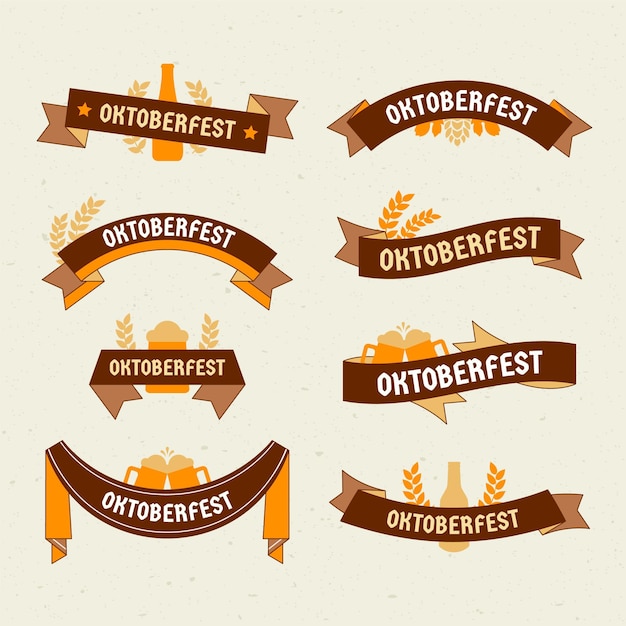 Vector gratuito paquete dibujado a mano de cintas de oktoberfest