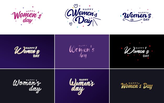 Paquete de diseño de letras feliz día de la mujer