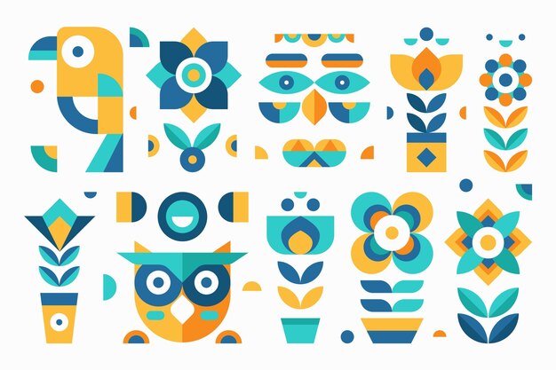 Paquete de diseño plano de elementos geométricos simples