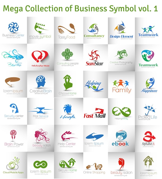 Paquete de diseño de plantilla de logotipo Colección Mega Símbolo comercial