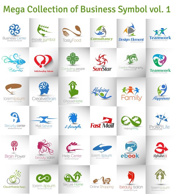 Paquete de diseño de plantilla de logotipo Colección Mega Símbolo comercial