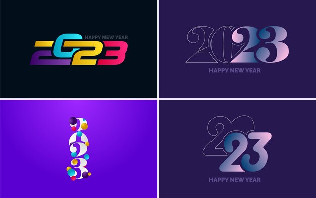 Paquete de diseño tipográfico de feliz año nuevo 2023