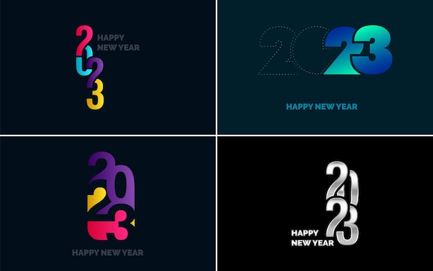 Vector gratuito paquete de diseño tipográfico de feliz año nuevo 2023