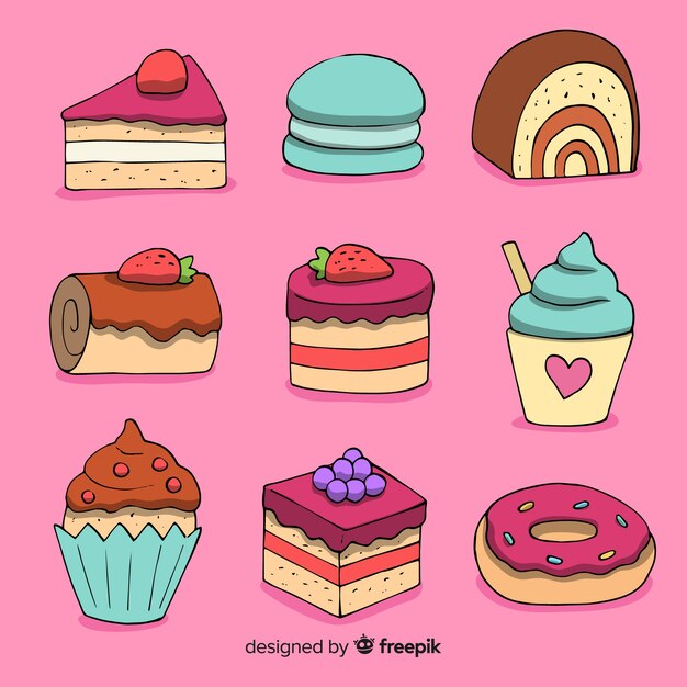 Paquete dulces dibujados a mano