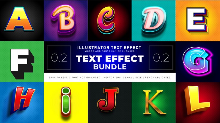 Vector gratuito paquete de efectos de texto moderno 2
