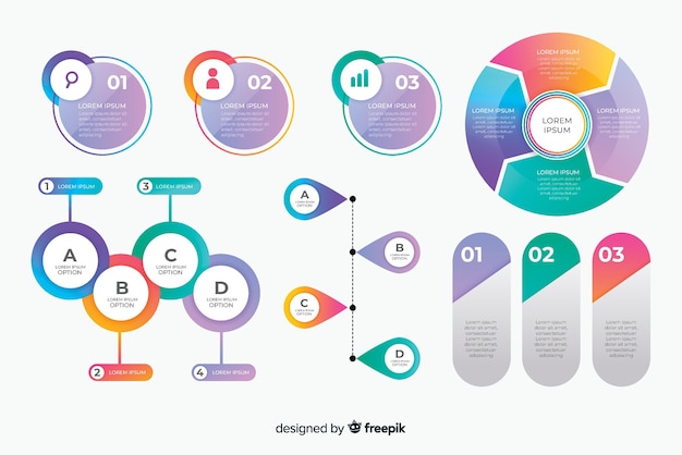 Paquete de elementos creativos de infografía empresarial