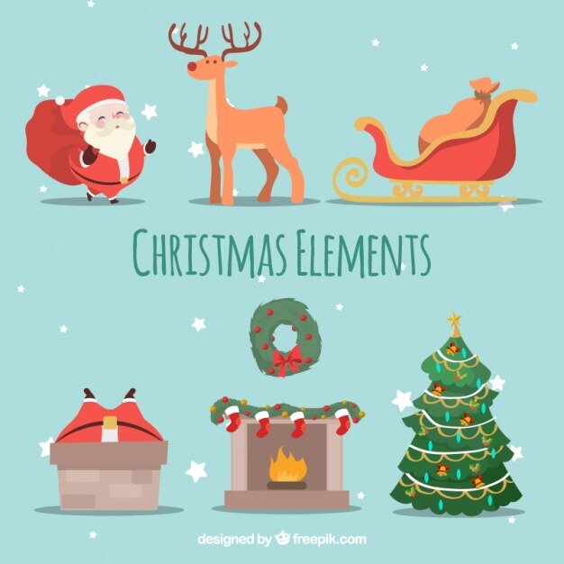 Paquete de elementos fantásticos de navidad