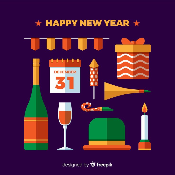 Vector gratuito paquete elementos fiesta año nuevo planos