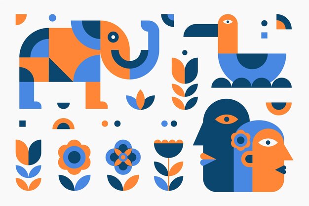 Paquete de elementos geométricos simples de diseño plano