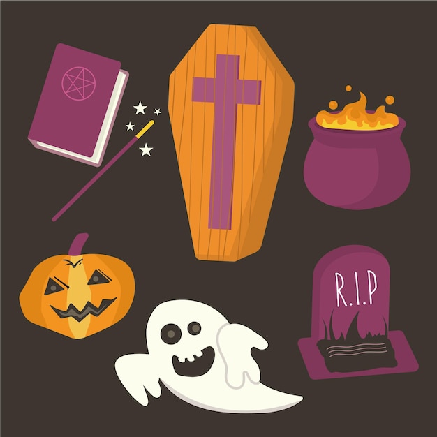 Vector gratuito paquete de elementos de halloween