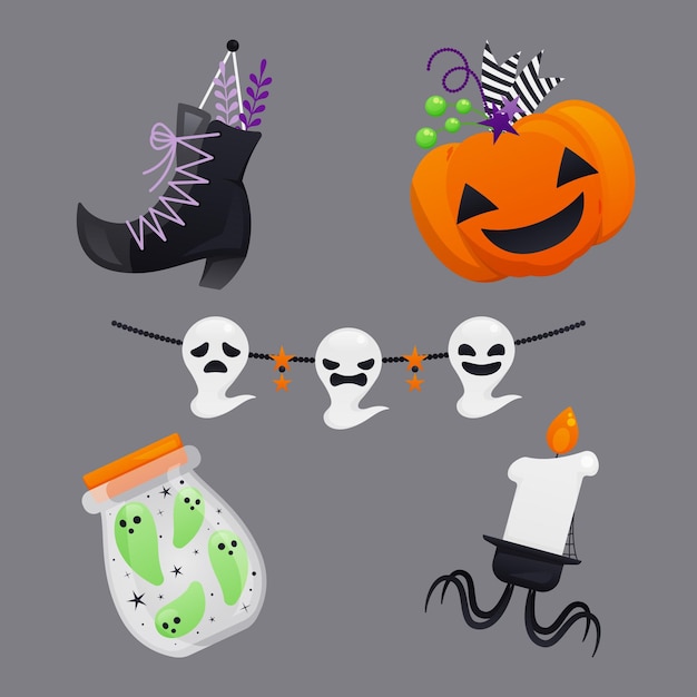 Vector gratuito paquete de elementos de halloween